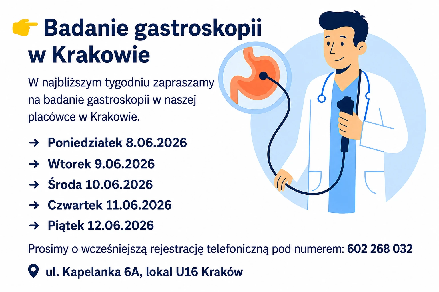 aktualne terminy zabieg gastroskopia kraków